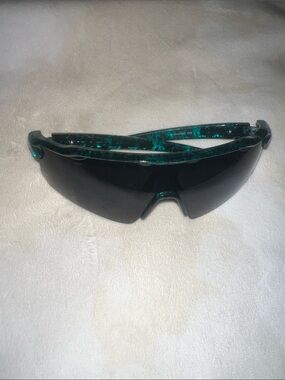 Sport Shield Sunglasses in Black with Green Marble Temples